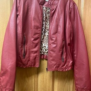 Red leather jacket. Hardly worn like new